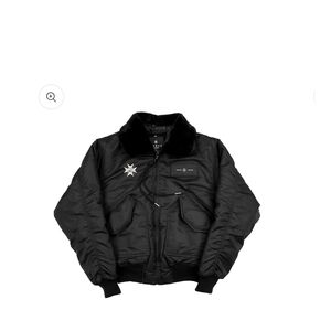 Last Call! Men's Black Bomber Jacket with Fur Collar